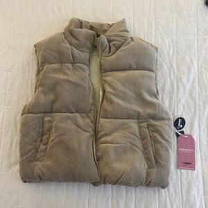 Tan Corduroy Puffer Vest